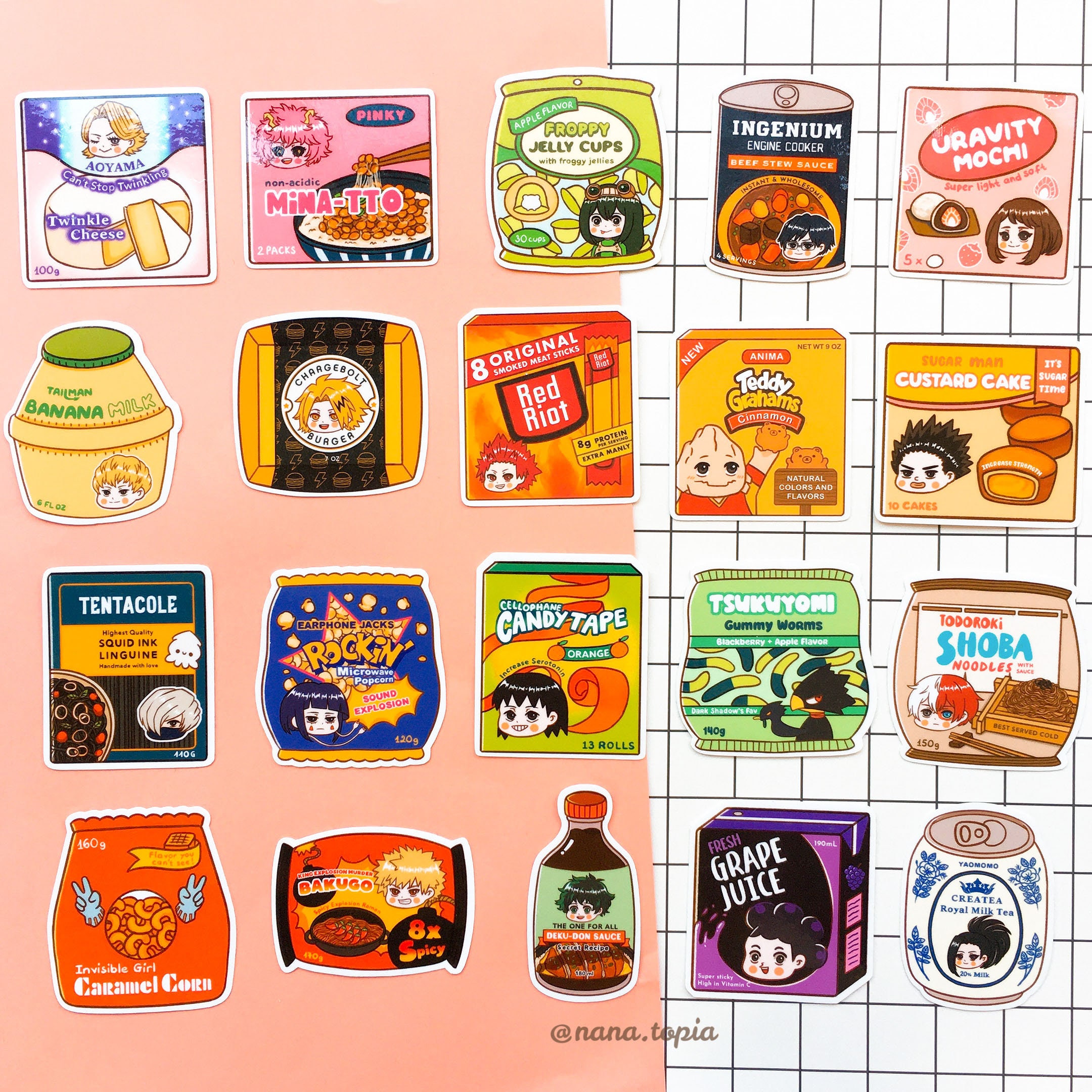 MHA x Konbini Stickers Set A BNHA Food Sticker My Hero | Etsy