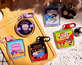 Love and Deepspace Food Pun Acrylic Charm | Cute LADS Keychains | Caleb Sylus Zayne Rafayel Xavier | Birthday Gift | Girlfriend Gift