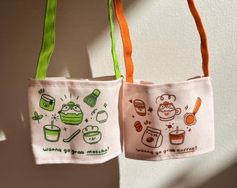 Cute Aesthetic Matcha and Coffee Drink Holder | Matcha Coffee Girlies Gift | Girlfriend Gift | Christmas Gift | Birthday Gift