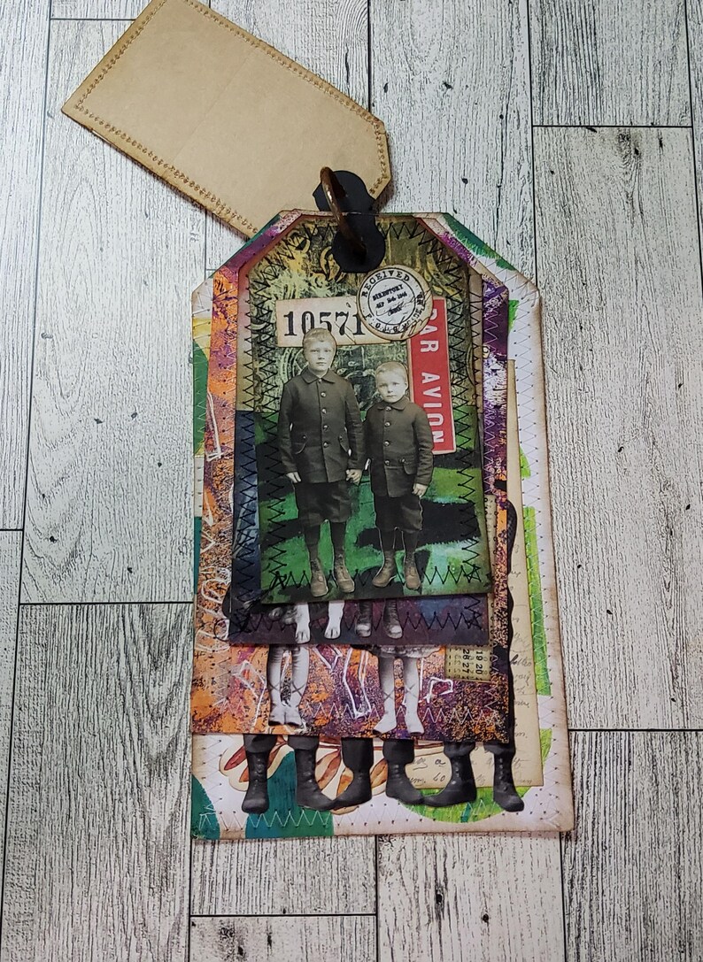 Stacked Tags Vintage Rustic Paper Dolls Original Artwork (5 Tags) Set 8 ...