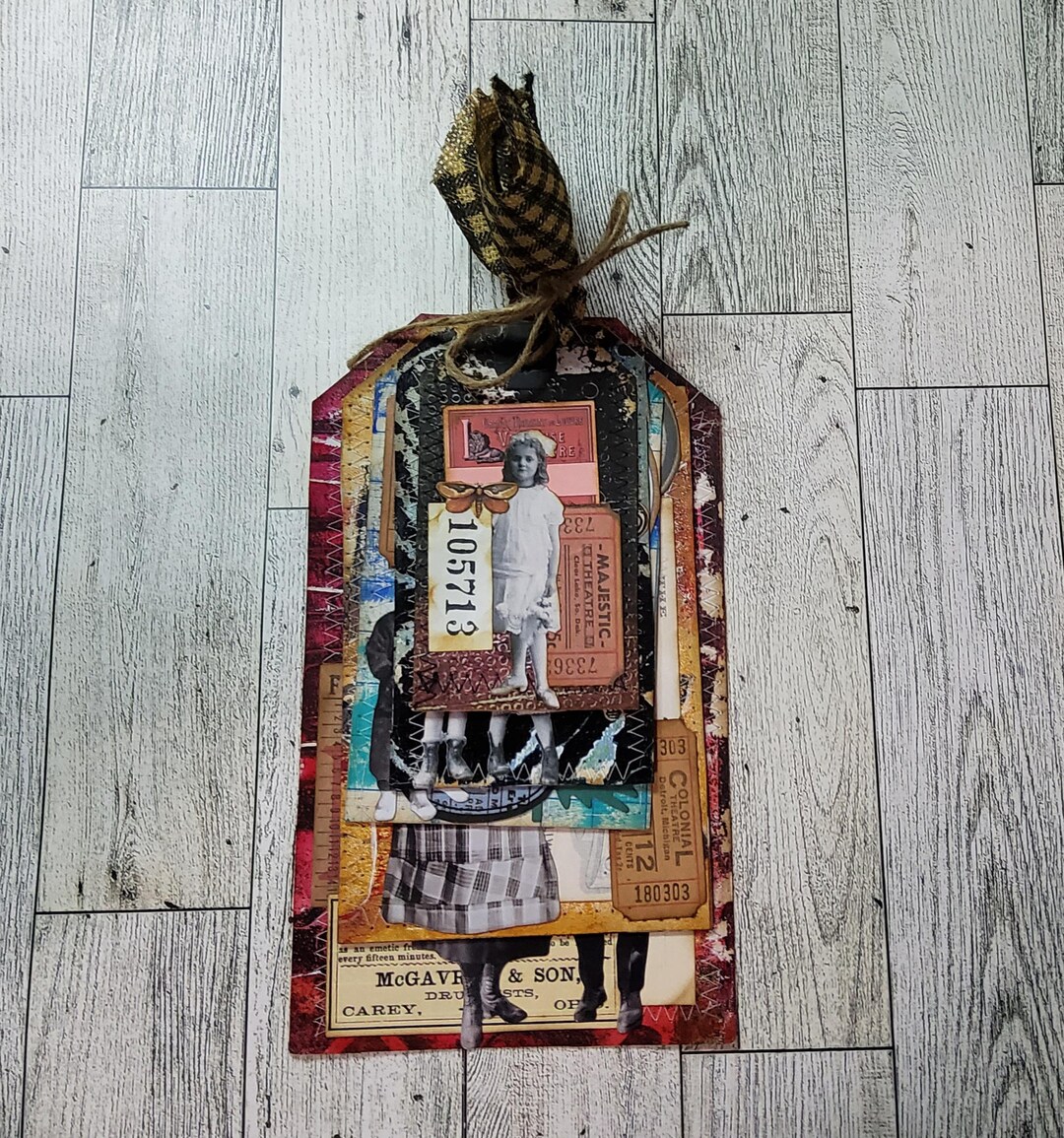 Stacked Tags Vintage Rustic Paper Dolls Original Artwork (5 Tags) Set 4 ...