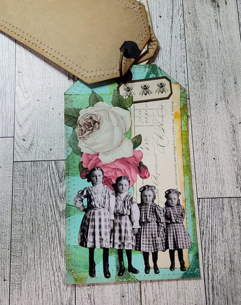 Stacked Tags Vintage Rustic Paper Dolls Original Artwork (5 Tags) Set 1 ...