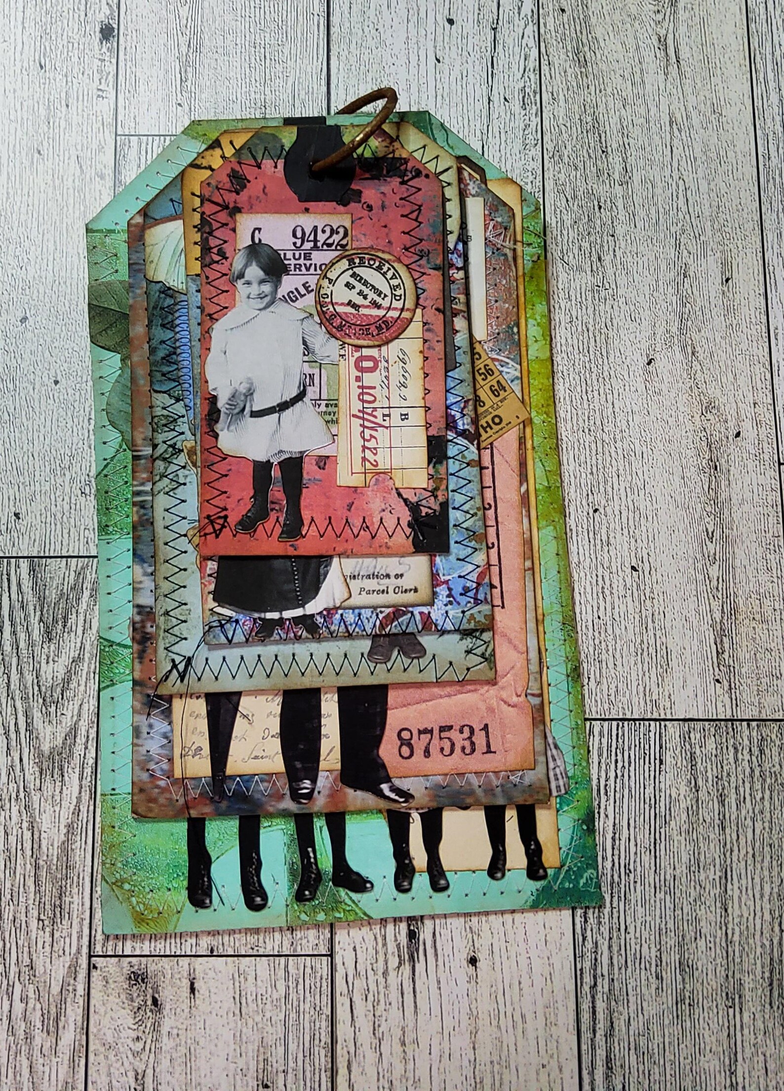 Stacked Tags Vintage Rustic Paper Dolls Original Artwork (5 Tags) Set 1 ...