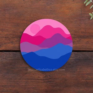 Bi Pride Mountain Sticker: Subtle Bisexual Flag, Laptop Decal