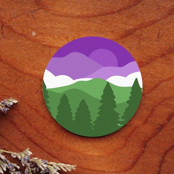 subtle genderqueer flag sticker - pride sticker - mountain sticker - laptop sticker - scrapbook sticker