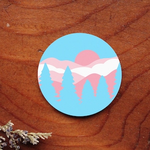 Sticker drapeau trans subtil, sticker fierté, sticker montagne, sticker pour ordinateur portable, sticker pour scrapbooking