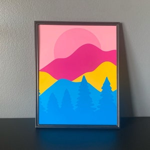 subtle pansexual flag poster - 8x10 poster - mountain poster
