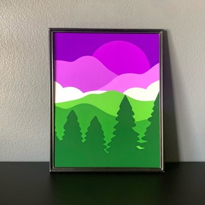 subtle genderqueer flag poster - 8x10 poster - mountain poster