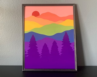 LGBTQ Berglandschaft Poster: Subtle Pride Kunstdruck (8x10)