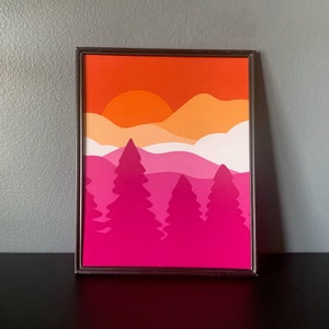 subtle lesbian flag poster - 8x10 poster - mountain poster