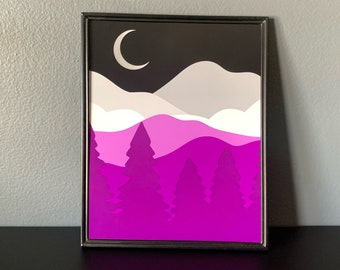 Asexual Pride Mountain Poster: Dezente LGBTQIA Kunst (8x10)