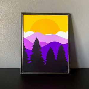 subtle nonbinary flag poster - 8x10 poster - mountain poster