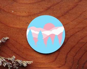 subtle trans flag sticker - pride sticker - mountain sticker - laptop sticker - scrapbook sticker