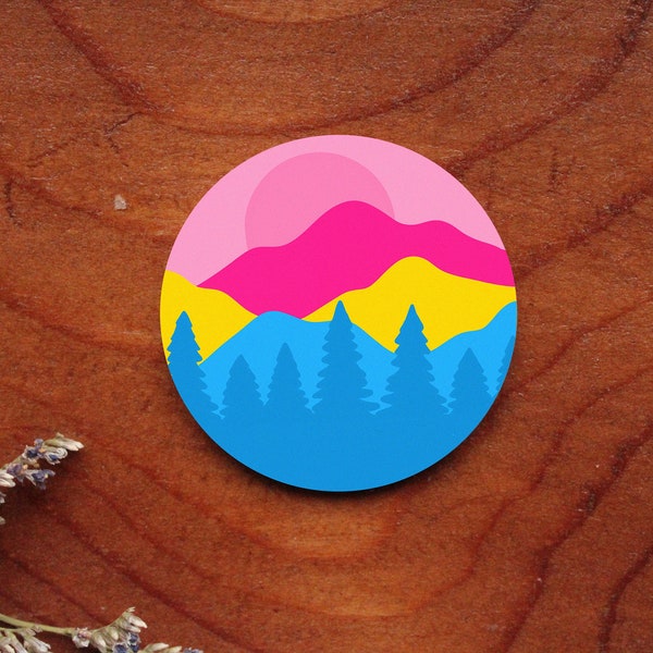 subtle pansexual flag sticker - pride sticker - mountain sticker - laptop sticker - scrapbook sticker