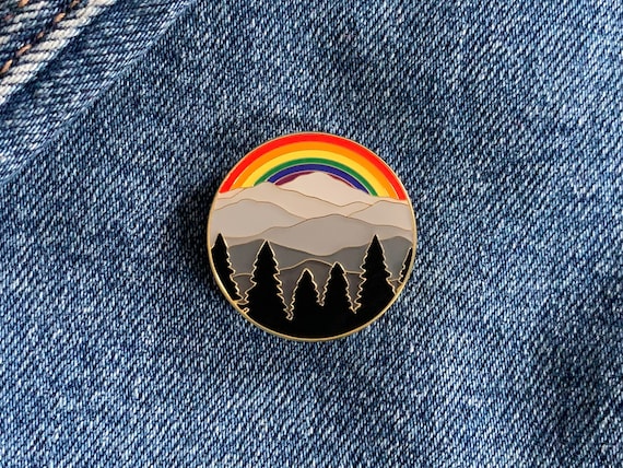 LGBTQ Ally Enamel Pin: Subtle Ally Mountain Landscape Design, LGBTQIA+ Gift