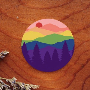 subtle LGBTQ+ flag sticker - pride sticker - rainbow sticker - mountain sticker - laptop sticker - scrapbook sticker