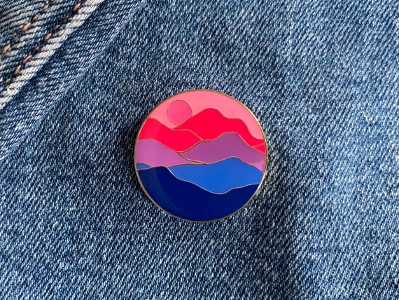 Bisexual Pride Enamel Pin: Subtle Bisexual Mountain Landscape Design, LGBTQIA+ Gift