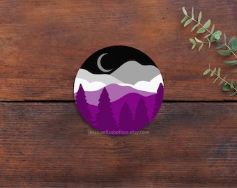 Asexual Pride Mountain Aufkleber: Dezente Asexual Pride Flagge, Laptop Aufkleber