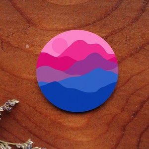 Sticker drapeau bi subtil, sticker fierté, sticker montagne, sticker pour ordinateur portable, sticker pour scrapbooking