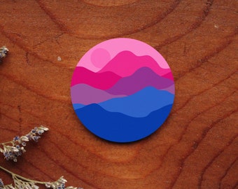 subtle bi flag sticker - pride sticker - mountain sticker - laptop sticker - scrapbook sticker