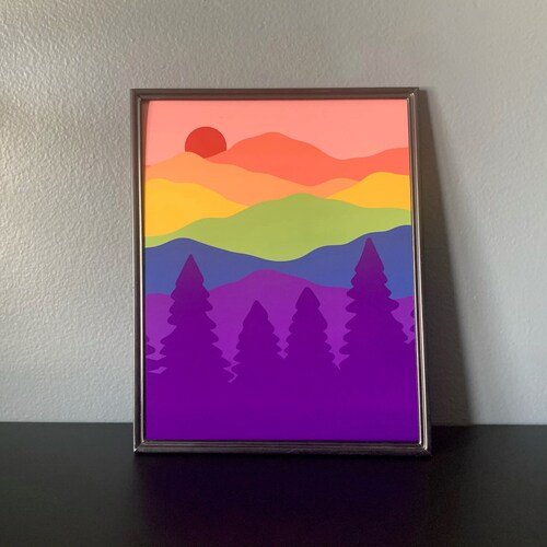 Poster LGBTQ con paesaggio montano: stampa artistica con un tocco di orgoglio (20x25 cm)