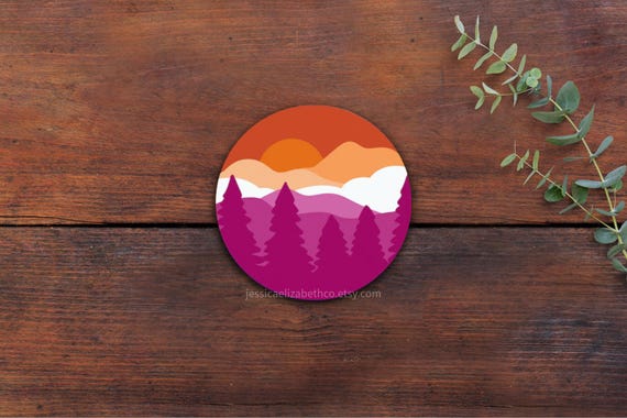 Lesbian Pride Mountain Sticker: Subtle Lesbian Flag, Laptop Decal