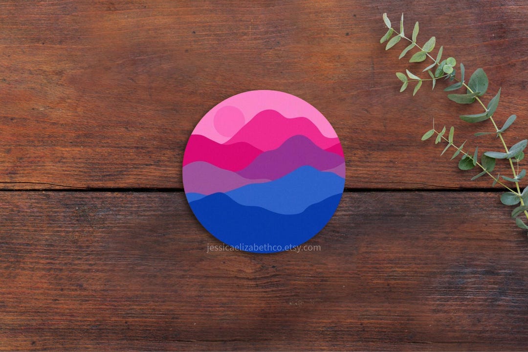 Bi Pride Mountain Sticker: Subtle Bisexual Flag, Laptop Decal - Etsy
