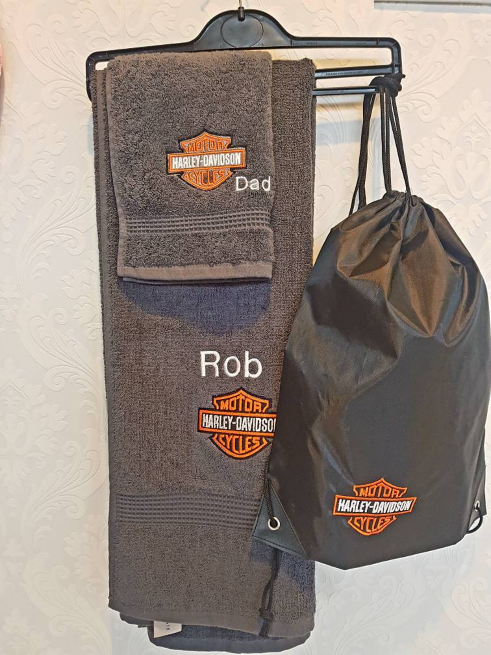 Personalised embroidered Harley davidson towel wash cloth and Etsy