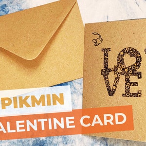 Cartão Pikmin LOVE - Papel Reciclado -5*7'' (13*18cm) - Aniversário, Dia dos Namorados, Ocasião Romântica, Amor - Pikmin como Cupido