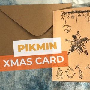 Carte de Noël Pikmin - Étoile - papier recyclé - 13 x 18 cm (5 x 7 po.) - Noël, voeux de fin d'année
