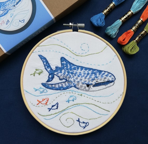 Whale Cross Stitch Watercolor kit Blue cross stitch whale embroidery design watercolor cross stitch wave needlepoint kit marine pattern