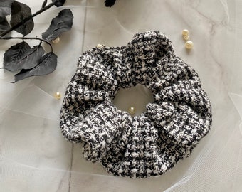 Scrunchie surdimensionné cheveux tweed fait main