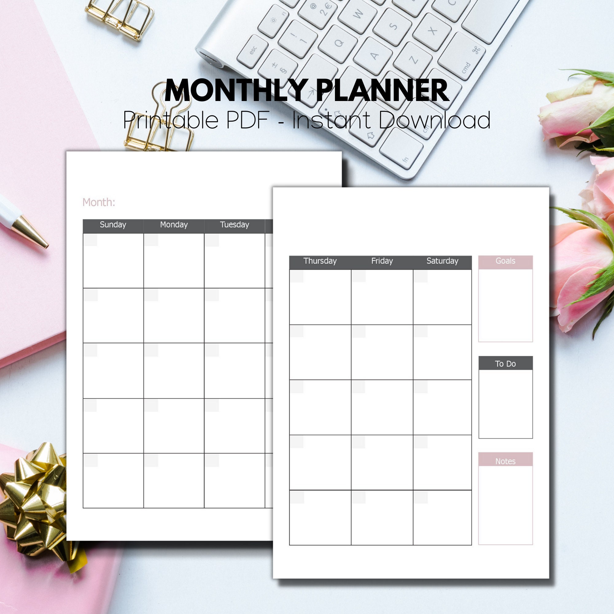 B5 Monthly Planner Printable Happy Planner Refill Monthly | Etsy
