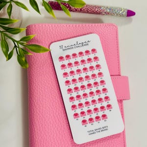 Défi économique de 52 enveloppes // Défi économique plastifié réutilisable, papier cartonné glacé, enveloppes de trésorerie à fermeture éclair, tracker perforé A6/A5