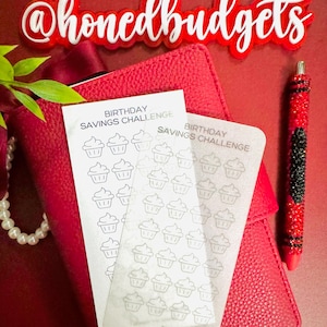 Défi d'épargne anniversaire // Défi d'épargne plastifié réutilisable, papier cartonné brillant, enveloppes zippées pour espèces, tracker perforé A6/A5
