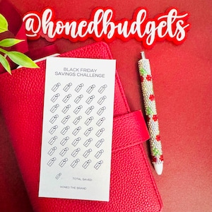 Défi économique du Black Friday // Défi économique plastifié réutilisable, papier cartonné brillant, enveloppes de billets à fermeture éclair, tracker perforé A6/A5