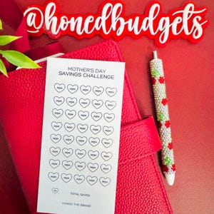 Défi d'épargne fête des mères // Défi d'épargne plastifié réutilisable, papier cartonné brillant, enveloppes de billets à fermeture éclair, tracker perforé A6/A5