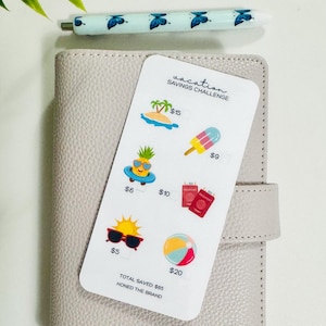 Mini défi économique pour les vacances // Réutilisable et plastifié, papier cartonné glacé, enveloppes de billets à fermeture éclair, tracker perforé A6/A5