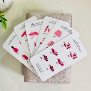 Mini lot de défis d'économies Self Care // Réutilisable et plastifié, papier cartonné brillant, enveloppes de billets à fermeture éclair, tracker perforé A6/A5