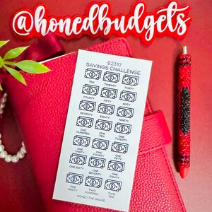 Défi d'économies de 2310 dollars // Défi d'épargne plastifié réutilisable, papier cartonné glacé, enveloppes de billets à fermeture éclair, tracker perforé A6/A5