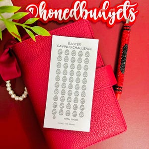Défi économique de Pâques // Défi économique plastifié réutilisable, papier cartonné glacé, enveloppes de billets à fermeture éclair, tracker perforé A6/A5