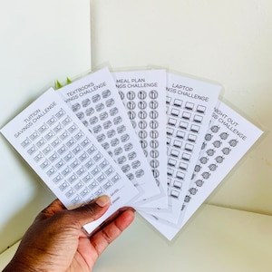 Lot Économies pour la préparation à l'université // Réutilisable et plastifié, papier cartonné brillant, enveloppes de billets à fermeture éclair, tracker perforé A6/A5