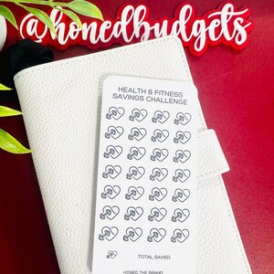 Défi santé et remise en forme // Réutilisable et plastifié, papier cartonné glacé, enveloppes de billets à fermeture éclair, tracker perforé A6/A5