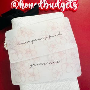 Insertion d'enveloppe d'argent personnalisée Sakura A6 // Inserts en vélin mat et papier cartonné brillant, Espaces réservés pour enveloppes d'espèces, Reliure budgétaire, Rembourrage d'espèces