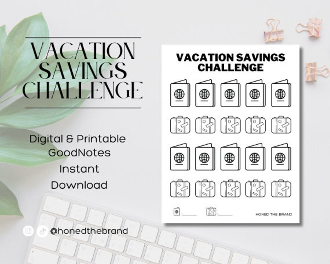 Digital Vacation Savings Challenge // Cash Savings Challenge, Budget ...