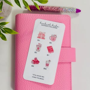 Mini-défi d'économies pour fille livres // Réutilisable et plastifié, papier cartonné brillant, enveloppes de billets à fermeture éclair, tracker perforé A6/A5