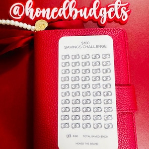 Tracker défi d'économies de 100 dollars // Réutilisable et plastifié, papier cartonné glacé, enveloppes de billets à fermeture éclair, tracker perforé A6/A5