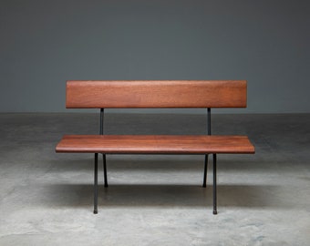 Bench in solid teak with steel frame