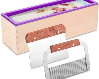 Silicone Soap Mold Kit, Wood Box, Stainless Steel Scrapers, 42oz Loaf