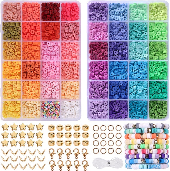 Polymer Clay Beads, Disc/flat Round, Heishi Bead Bracelet KIT 